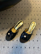 CC 26s High-Heeled Slides 60 Black Satin Cowhide 627180