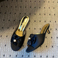 CC 26s High-Heeled Slides 60 Black Satin Cowhide 627180