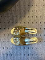 CC 26s High-Heeled Slides 60 Metallic Gold Cowhide 627182