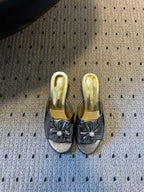 CC 26s High-Heeled Slides 60 Metallic Black Cowhide 627184