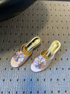 CC 26s High-Heeled Slides 60 Light Pink Satin Cowhide 627185