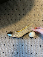 CC 26s High Heels Pump 50 Gold Mesh Leather 627205