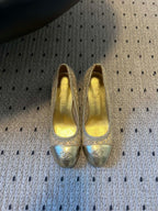 CC 26s High Heels Pump 50 Gold Mesh Leather 627205