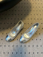 CC 26s High Heels Pump 50 Sliver Mesh Leather 627206