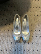 CC 26s High Heels Pump 50 Sliver Mesh Leather 627206