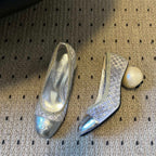 CC 26s High Heels Pump 50 Sliver Mesh Leather 627206