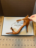 PRA 26S High-Heeled Sandals 75 Camel Brown Cowhide 627443