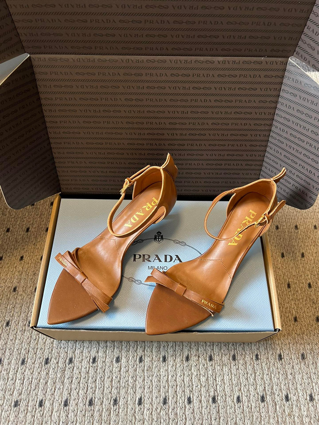 PRA 26S High-Heeled Sandals 60 Camel Brown Cowhide 627446