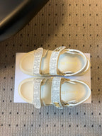 CD 26 Platform Sandals White Sheepskin Embroidered Fabric 621796