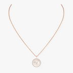 LUCKY MOVE 1 DIAMOND WHITE MOTHER OF PEARL PINK GOLD DIAMOND NECKLACE