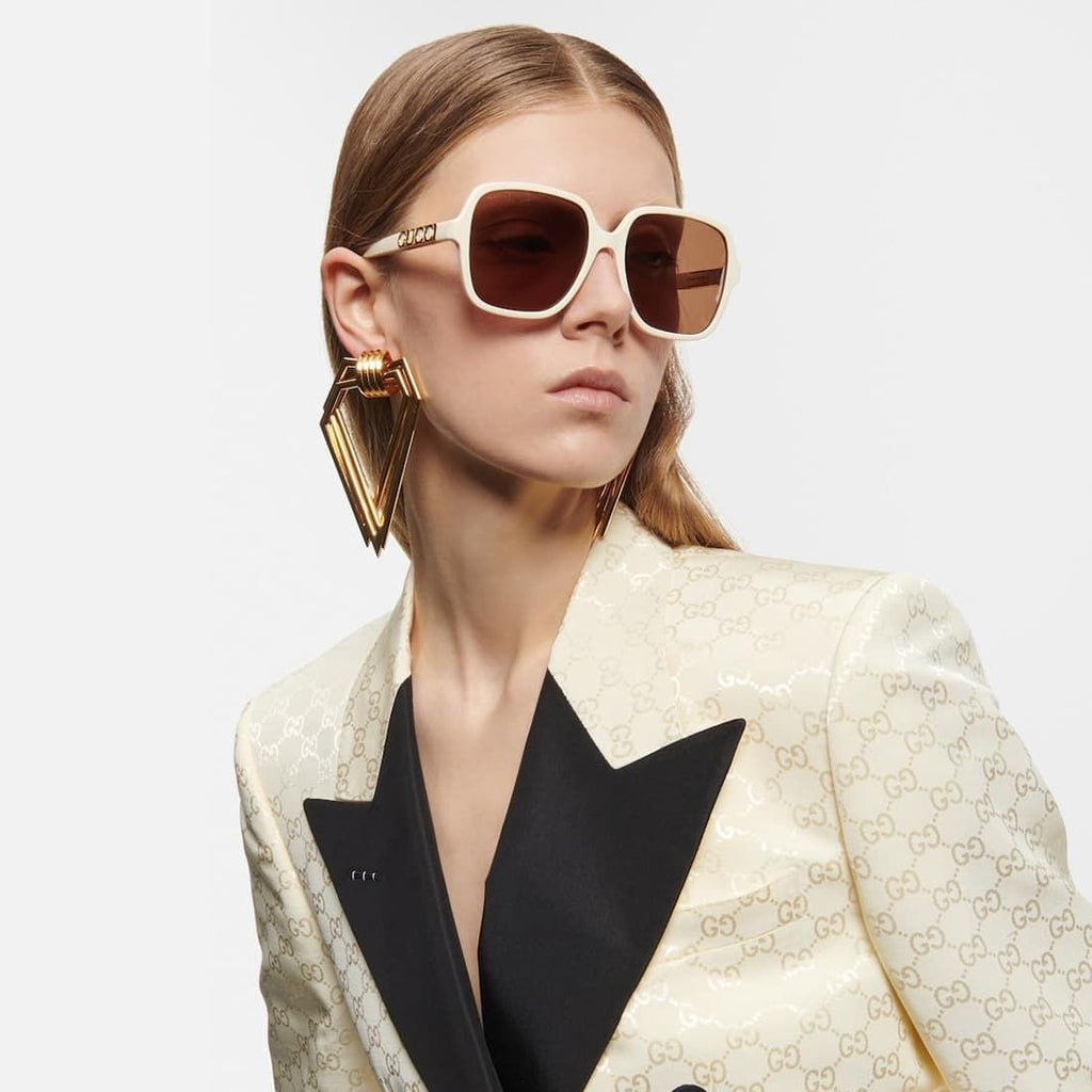SQUARE FRAME SUNGLASSES 573309 IN ACETATE EMBOSSED LOGO