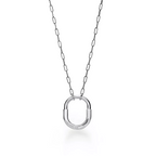 LOCK NECKLACE MEDIUM PENDANT SILVER PAVED DIAMONDS