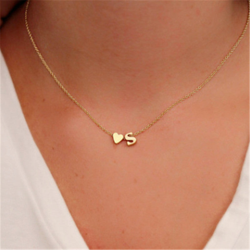 Peach Heart Shaped Letter Pendant