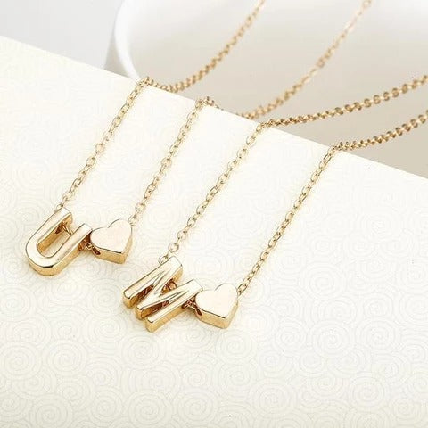 Peach Heart Shaped Letter Pendant