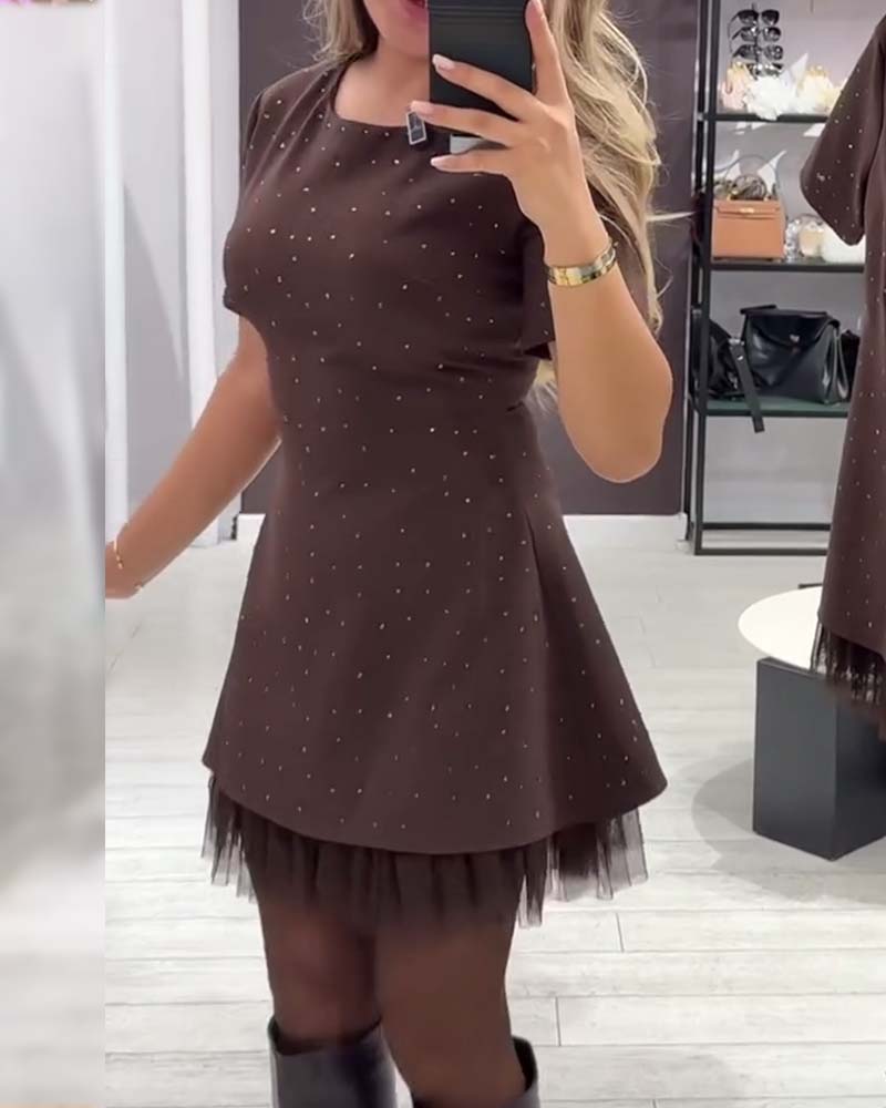 Elegant Patchwork Shimmer Knit Dress