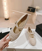mary jane flat light pink corduroy