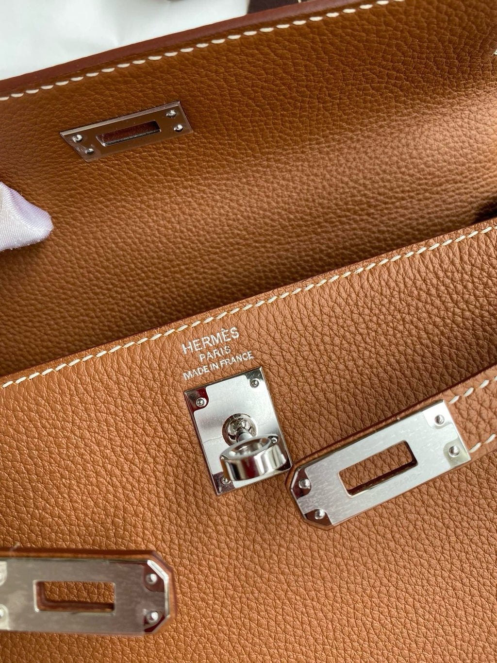 HM KELLY 28CM TAN TOGO SILVER HARDWARE