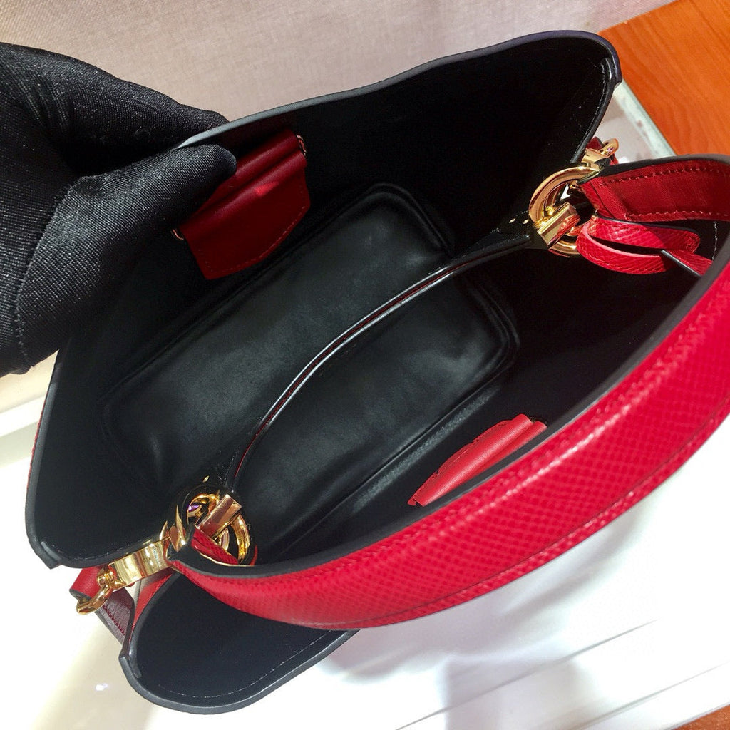 medium pra panier bag 22cm red calfskin