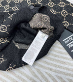 GG V-Neck Long Sleeve Cardigan Black Beige Monogram