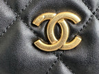 CC 24K Hobo Bag 23cm Black Shiny Lambskin