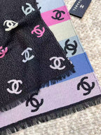 CC Black And Multicolor Scarf 185cm Lamb Wool