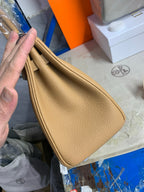 HM KELLY BEIGE TOGO SILVER HARDWARE