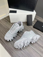 Prada Cloudbust Thunder Sneakers White mix Pearl Gray Knit Fabric