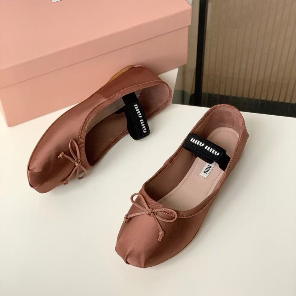 Miu Miu Mary Jane Ballet Flats  Silk Goatskin