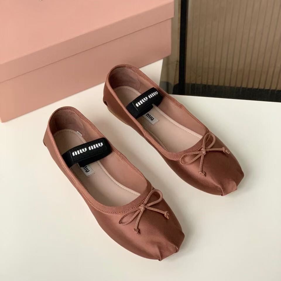Miu Miu Mary Jane Ballet Flats  Silk Goatskin