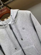 Burberry Checked Thick Hoodie Gray Cotton