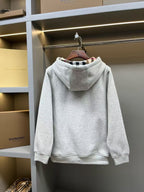 Burberry Checked Thick Hoodie Gray Cotton