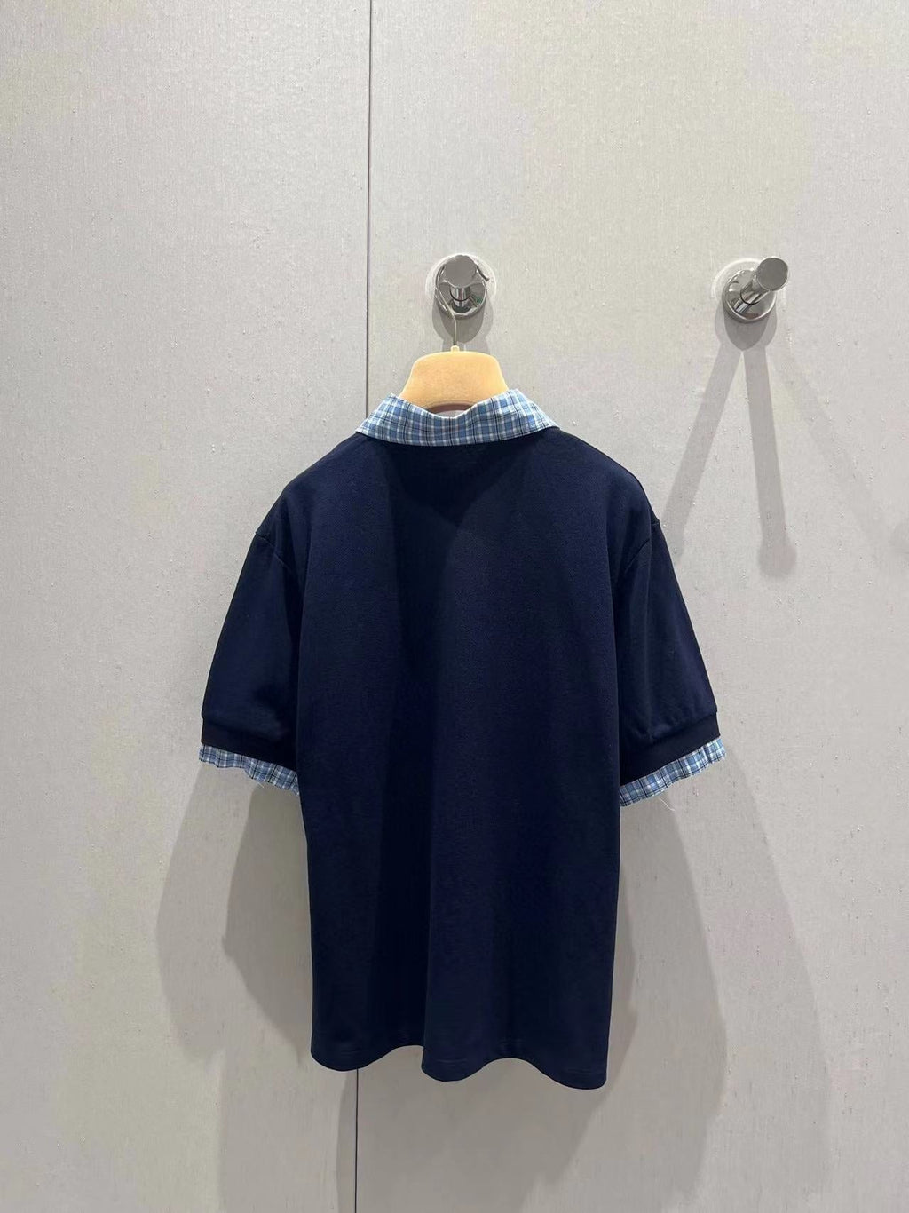 Miu Layered-Effect Cotton Polo Blue Shirt