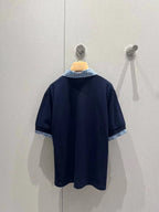 Miu Layered-Effect Cotton Polo Blue Shirt