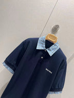 Miu Layered-Effect Cotton Polo Blue Shirt