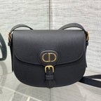 CD 25 MEDIUM BOBBY 22CM BLACK GRAINED CALFSKIN GOLD HARDWARE