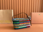 CROCHET TOTE BAG 25 IN MULTICOLORED WOVEN RAFFIA