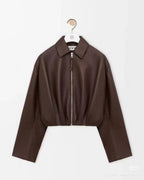 LOEWE Draped Jacket Brown Nappa Lambskin