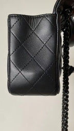 25C Mini Flap Bag Top Handle 20cm Black Lambskin Black Hardware Premium Version