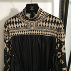 Zimmermann Lllustration Otto Gown Black Beige in Viscose Silk
