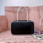 Miu Miu Beau Tote Bag Black Leather Gold-Tone Hardware