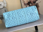 LV  Keepall Bandouliere 50 Travel Bag  Light Blue Monogram Calfskin