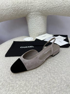 CC 25A Slingback Flat Grey Black Suede
