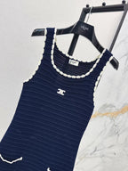 Celine Vest Dress Blue White Cotton