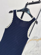 Celine Vest Dress Blue White Cotton