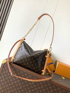 LV Side Trunk Bag 30cm Brown Beige Canvas Cowhide