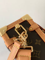 LV Side Trunk Bag 30cm Brown Beige Canvas Cowhide