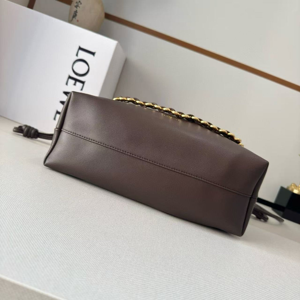 Loew Medium Flamenco Bag 30cm Dark Brown Lambskin