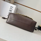 Loew Medium Flamenco Bag 30cm Dark Brown Lambskin
