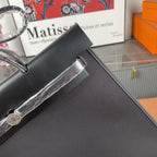 Herbag 39 Toile Black Canvas Black Cowhide Leather