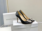 Manolo Diamond Buckle Pumps 10cm black  Silk